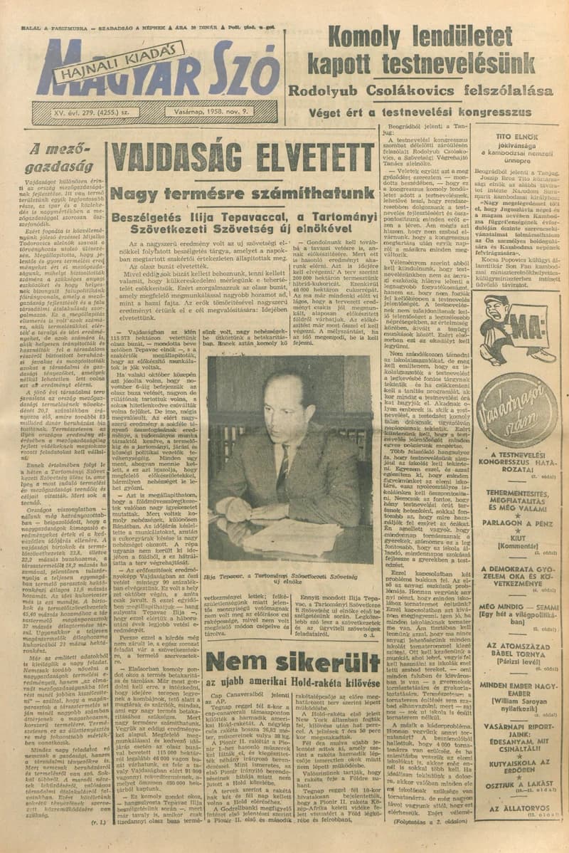 Magyar Szó, 15. évf. 1958. november 9. 279. sz. 1–24. oldal