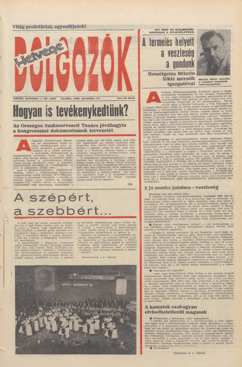 Dolgozók, 39. évf. 1985. november 14. 45. sz.