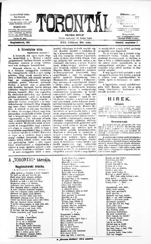 Torontál, 30. évf. 1901. szeptember 7. 204. sz.