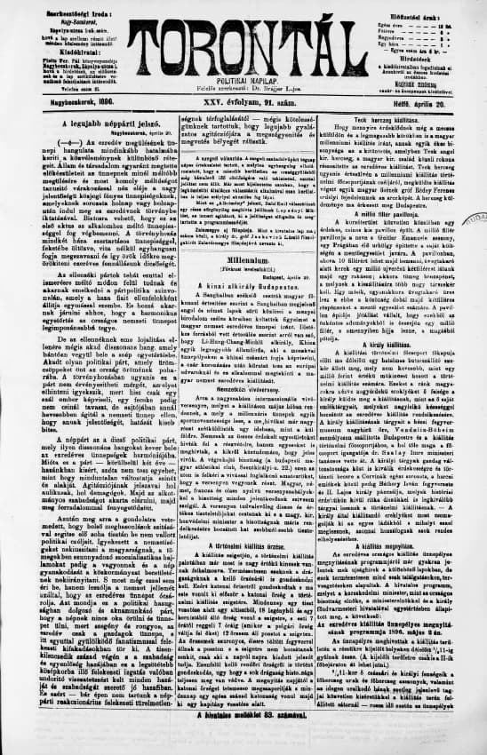 Torontál, 25. évf. 1896. április 20. 91. sz.