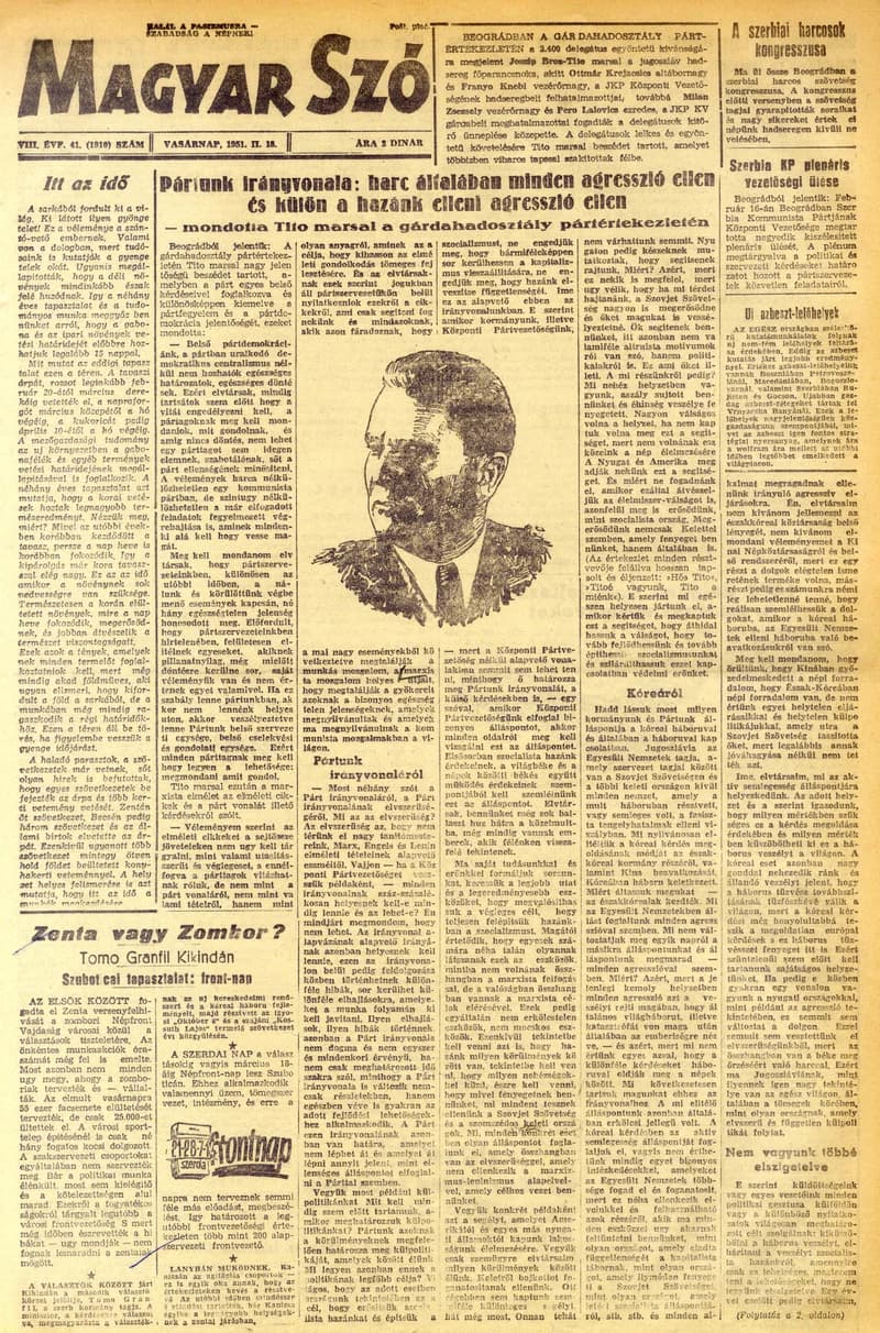 Magyar Szó, 8. évf. 1951. február 18. 41. sz. 1–2. oldal