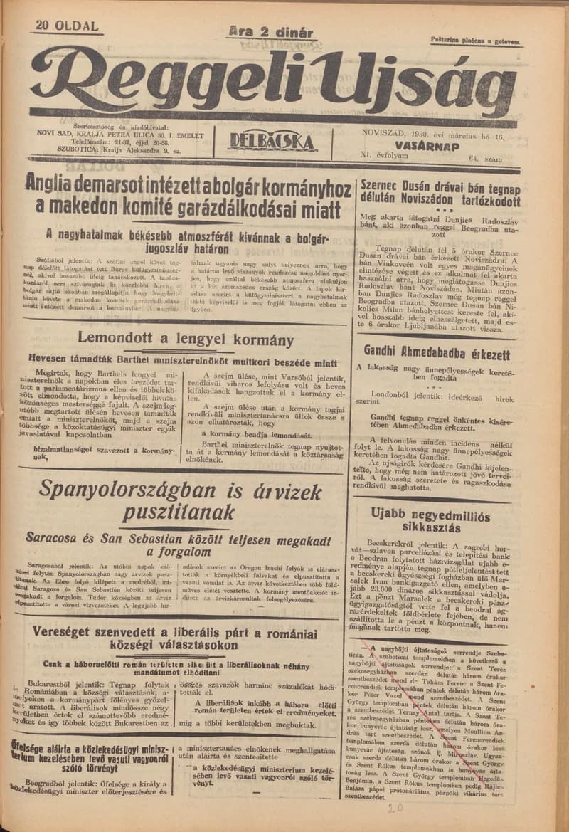 Reggeli Újság, 11. évf. 1930. március 16. 64. sz.