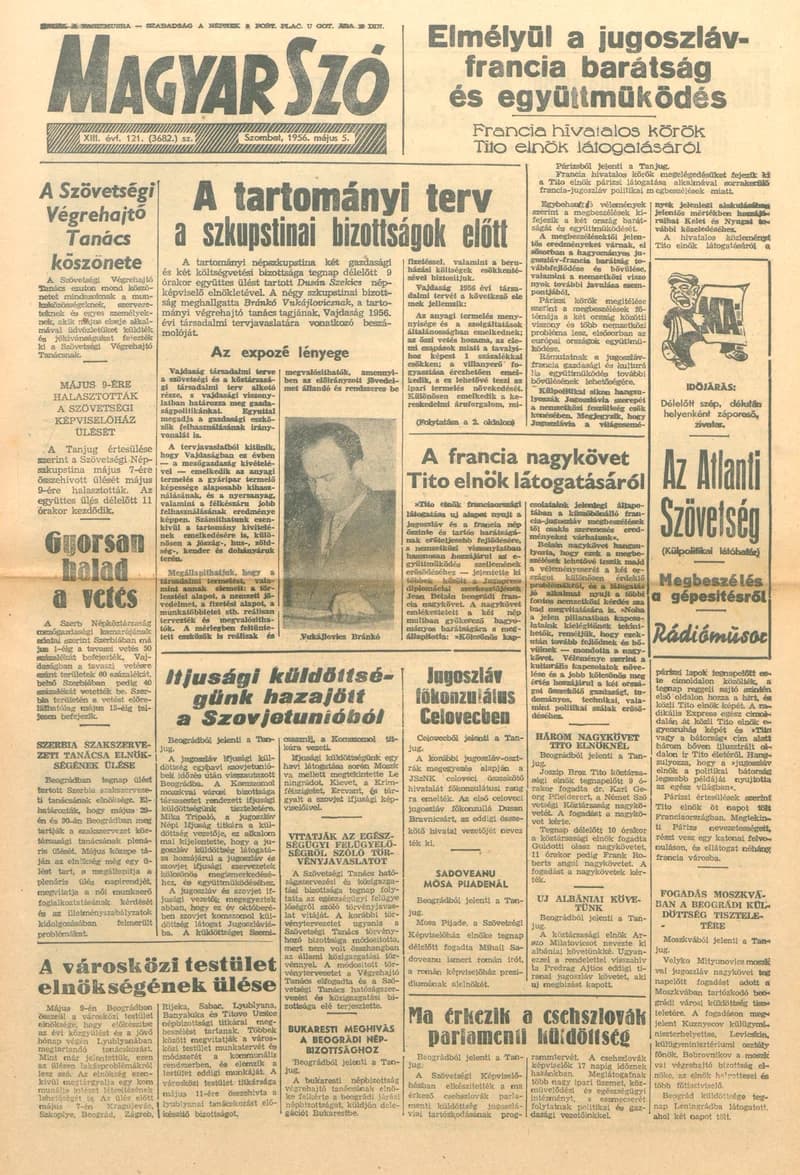 Magyar Szó, 13. évf. 1956. május 5. 121. sz. 1–12. oldal