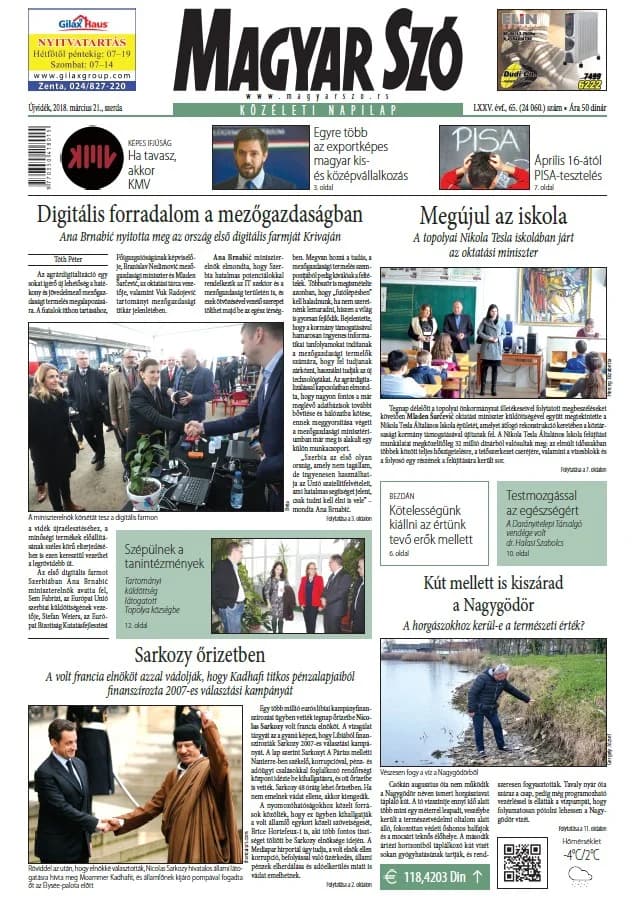 Magyar Szó, 75. évf. 2018. március 21. 65. sz. 1–16. oldal