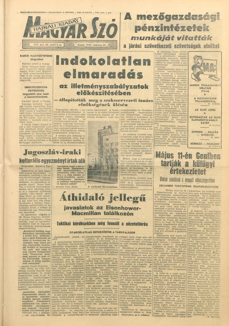Magyar Szó, 16. évf. 1959. március 24. 69. sz. 1–20. oldal