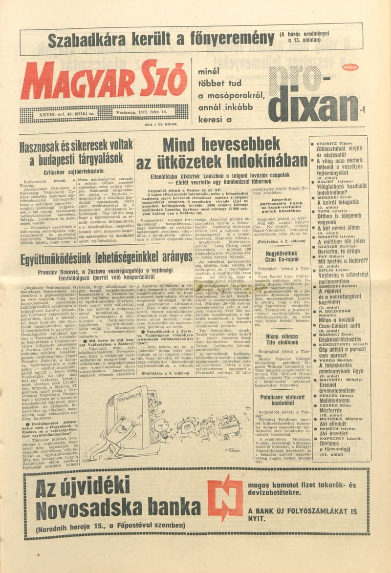 Magyar Szó, 28. évf. 1971. február 14. 43. sz. 1–32. oldal