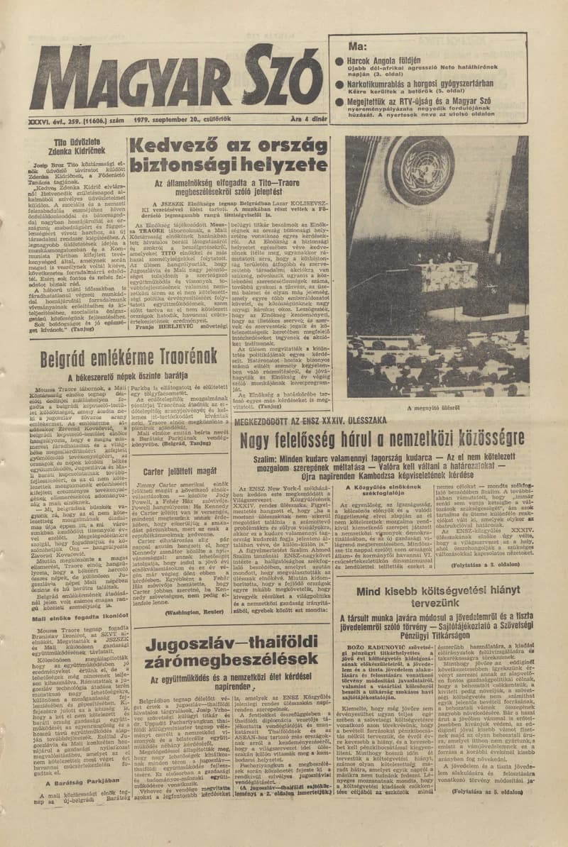 Magyar Szó, 36. évf. 1979. szeptember 20. 259. sz. 1–20. oldal