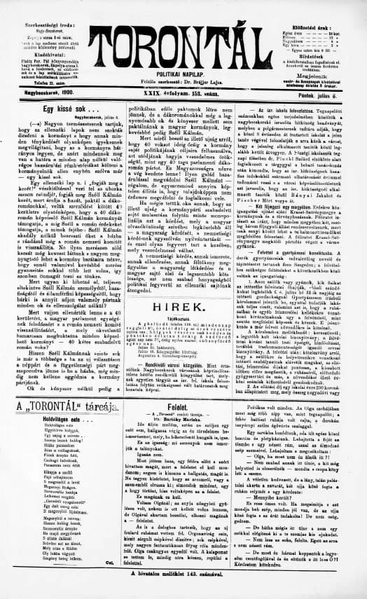 Torontál, 29. évf. 1900. július 6. 153. sz.