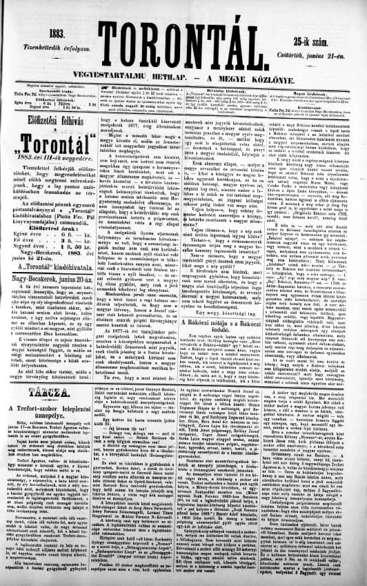 Torontál, 12. évf. 1883. június 21. 25. sz.