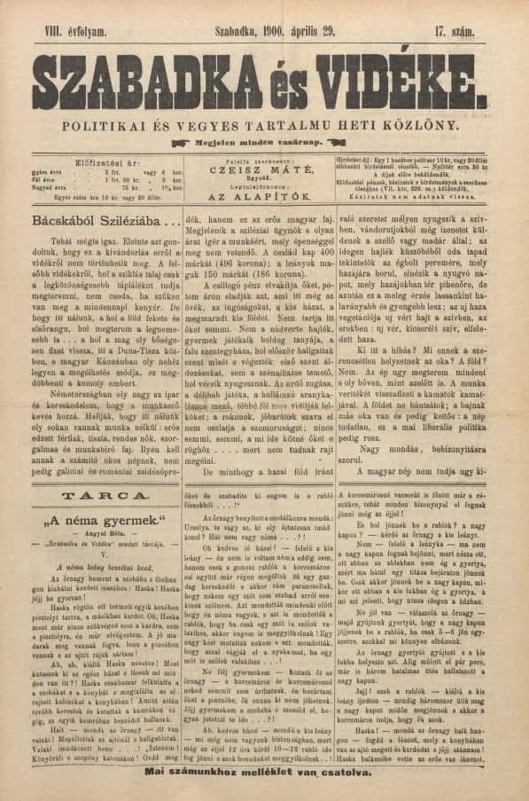 Szabadka és vidéke II, 8. évf. 1900. április 29. 17. sz.