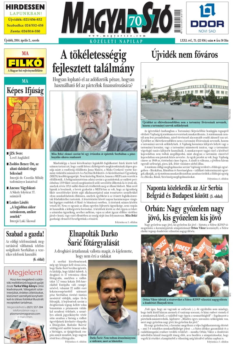 Magyar Szó, 71. évf. 2014. április 2. 75. sz. 1–20. oldal