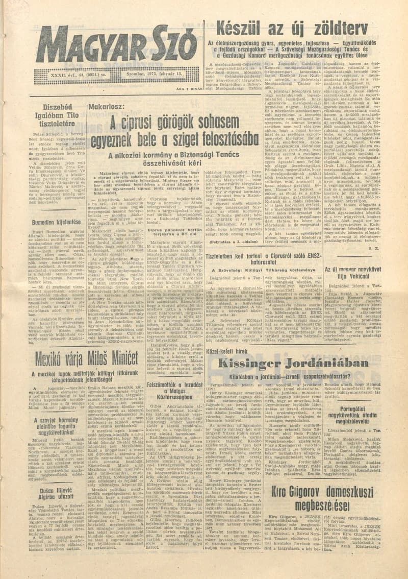 Magyar Szó, 32. évf. 1975. február 15. 44. sz.