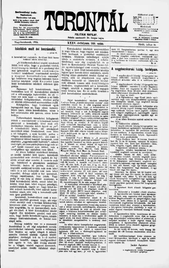 Torontál, 35. évf. 1906. július 16. 160. sz.
