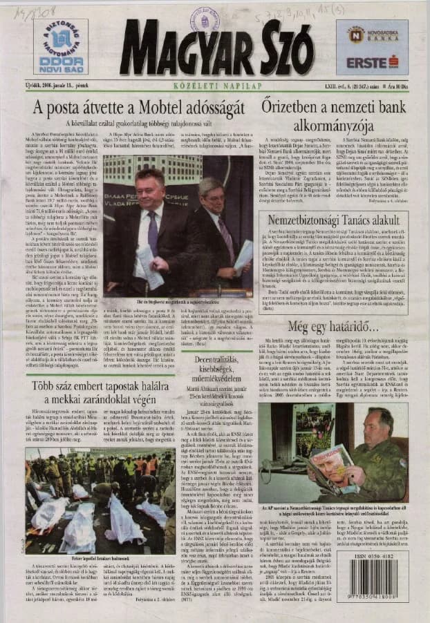 Magyar Szó, 63. évf. 2006. január 13. 8. sz. 1–20. oldal