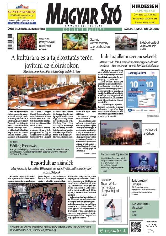 Magyar Szó, 75. évf. 2018. február 15. – 16. 37. sz. 1–16. oldal