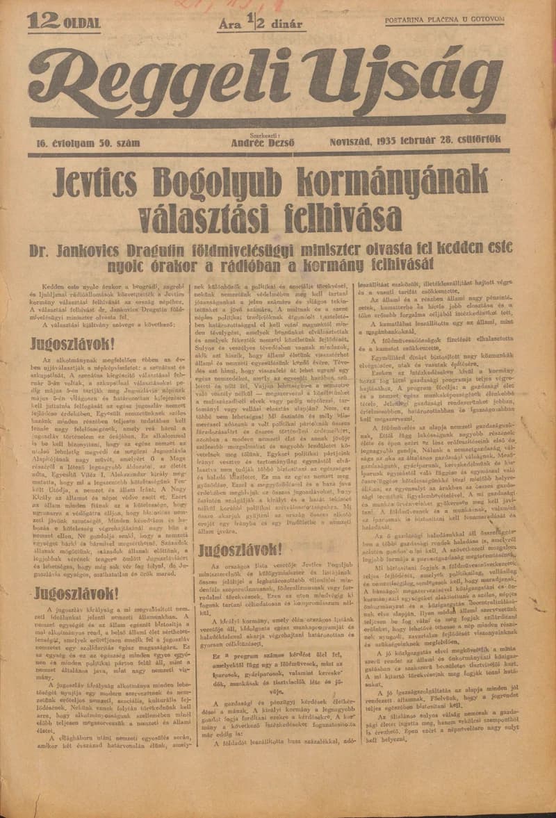 Reggeli Újság, 16. évf. 1935. február 28. 50. sz.