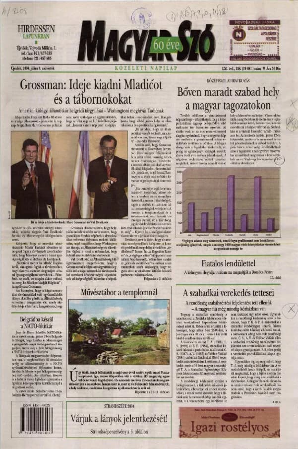 Magyar Szó, 61. évf. 2004. július 8. 158. sz. 1–20. oldal