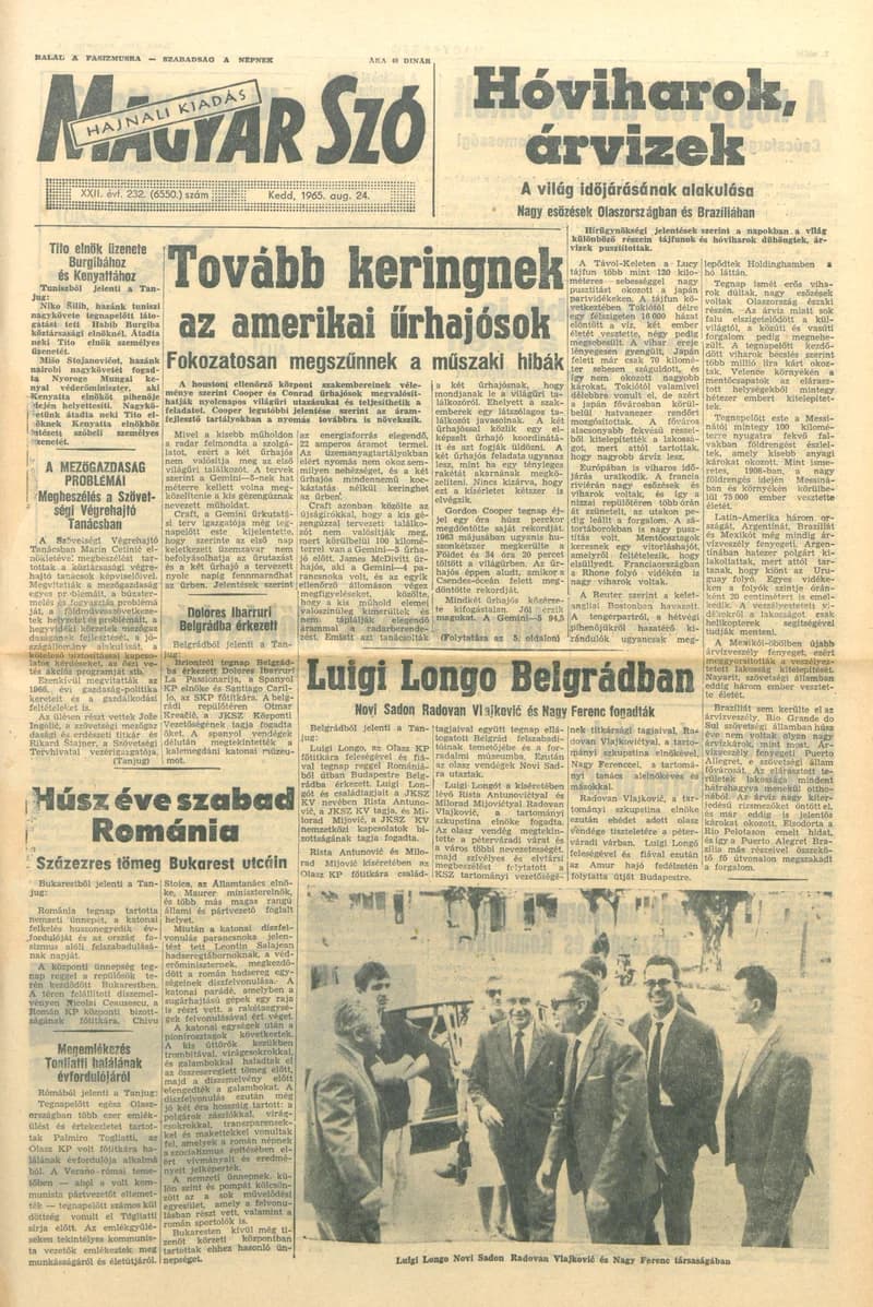 Magyar Szó, 22. évf. 1965. augusztus 24. 232. sz. 1–14. oldal
