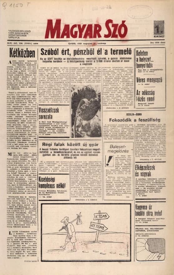 Magyar Szó, 46. évf. 1989. augusztus 27. 234. sz. 1–28. oldal