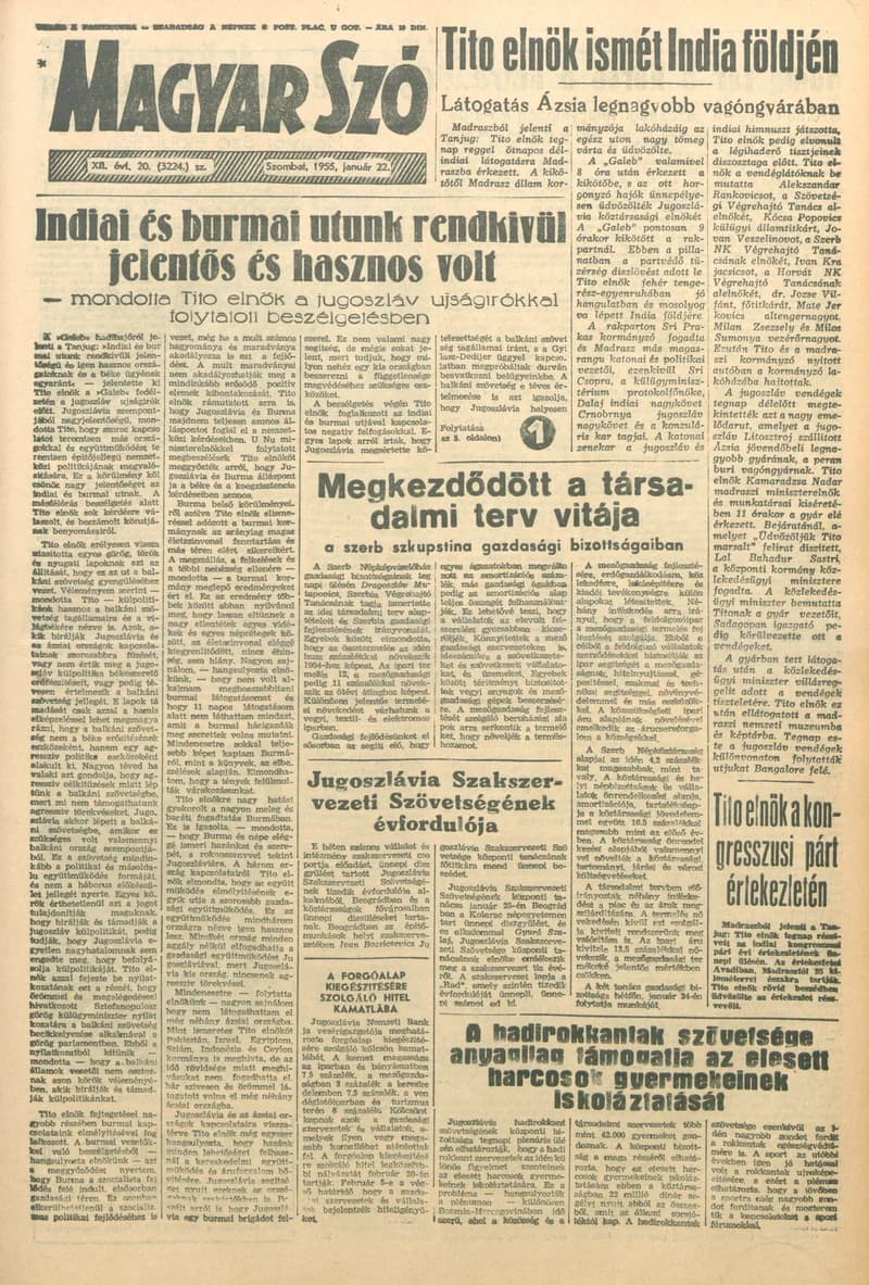 Magyar Szó, 12. évf. 1955. január 22. 20. sz. 1–8. oldal