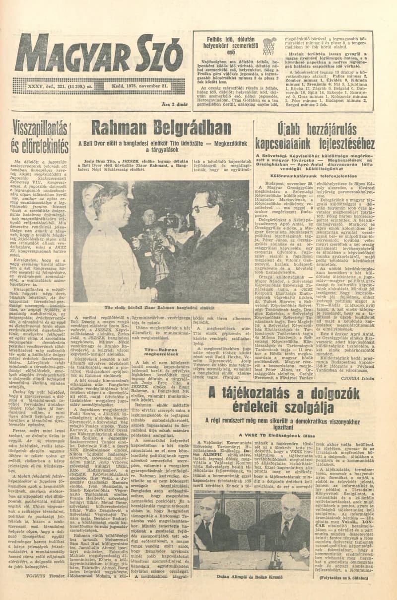 Magyar Szó, 35. évf. 1978. november 21. 321. sz. 1–20. oldal