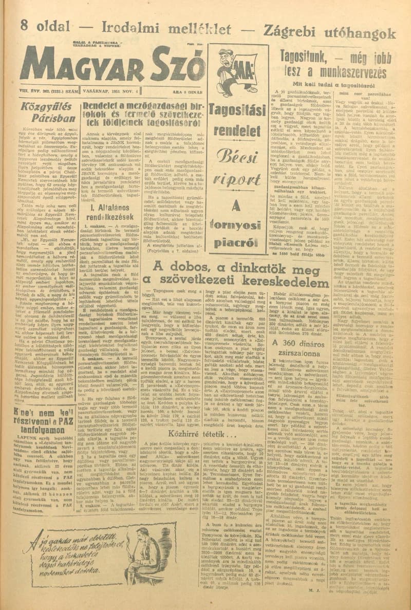 Magyar Szó, 8. évf. 1951. november 4. 262. sz. 1–8. oldal