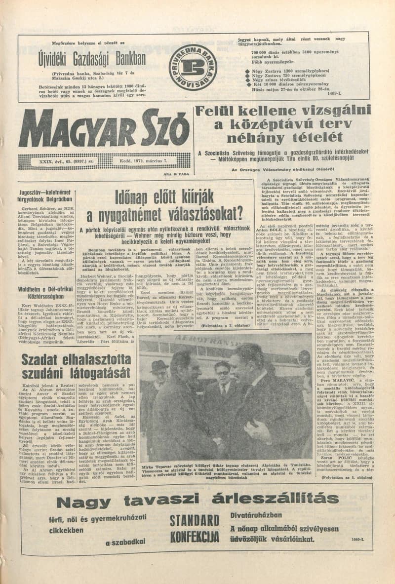 Magyar Szó, 29. évf. 1972. március 7. 65. sz. 1–16. oldal