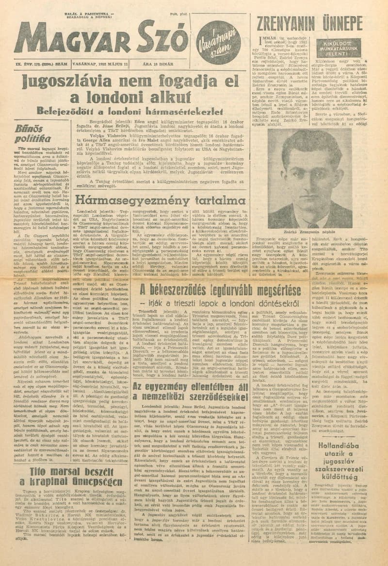 Magyar Szó, 9. évf. 1952. május 11. 112. sz. 1–12. oldal