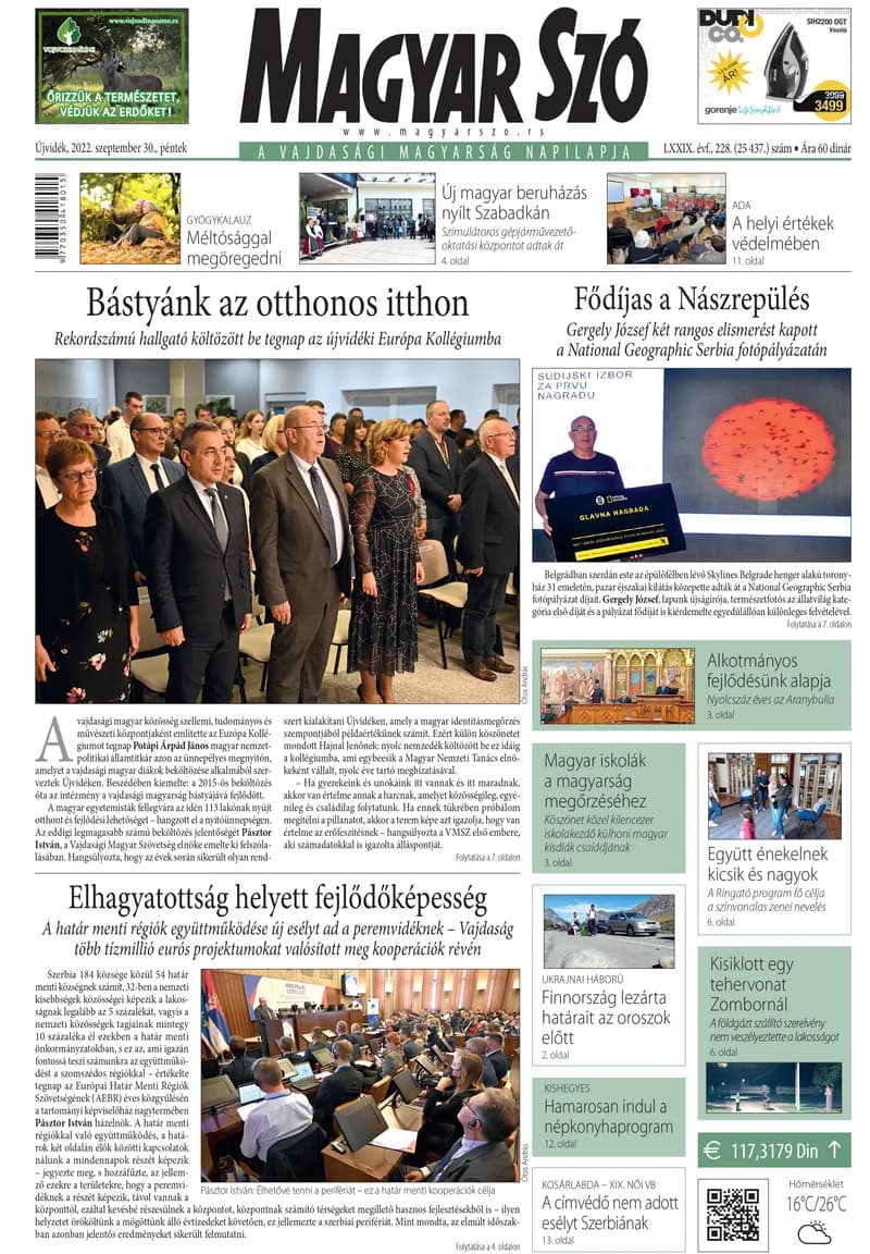 Magyar Szó, 79. évf. 2022. szeptember 30. 228. sz. 1–16. oldal