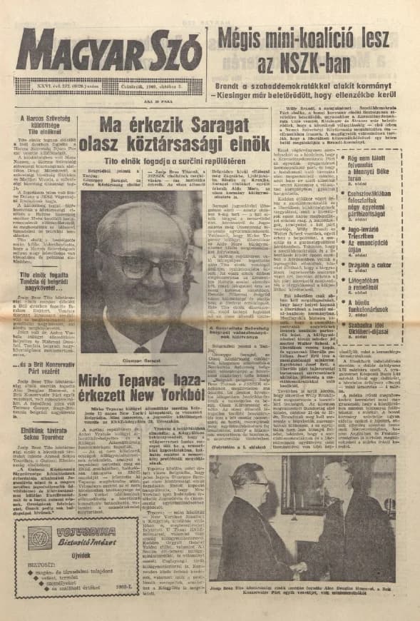 Magyar Szó, 26. évf. 1969. október 2. 272. sz. 1–20. oldal