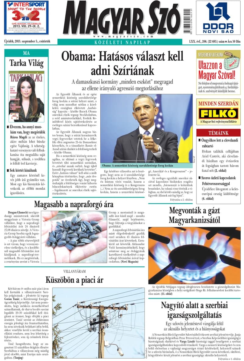 Magyar Szó, 70. évf. 2013. szeptember 5. 206. sz. 1–20. oldal