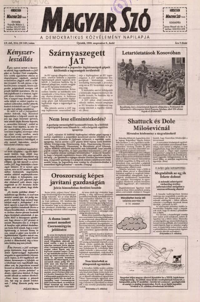 Magyar Szó, 55. évf. 1998. szeptember 8. 214. sz. 1–16. oldal