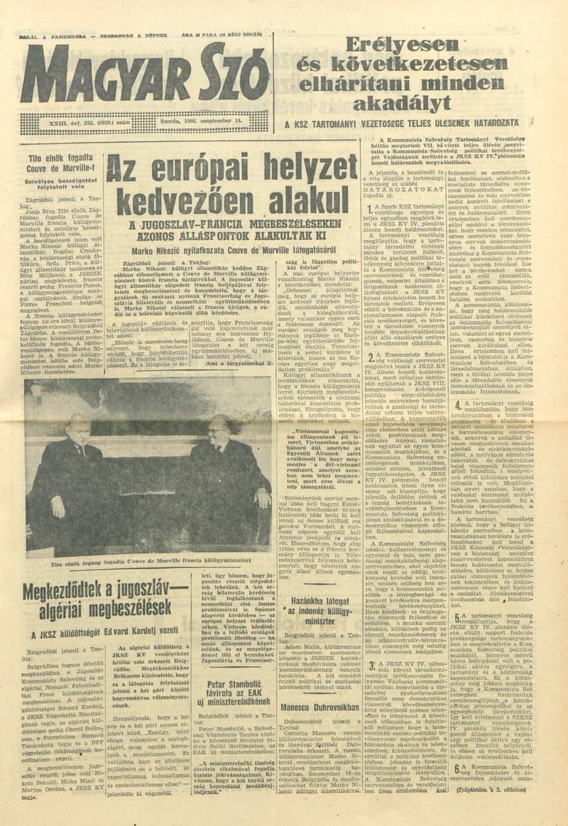 Magyar Szó, 23. évf. 1966. szeptember 14. 252. sz.