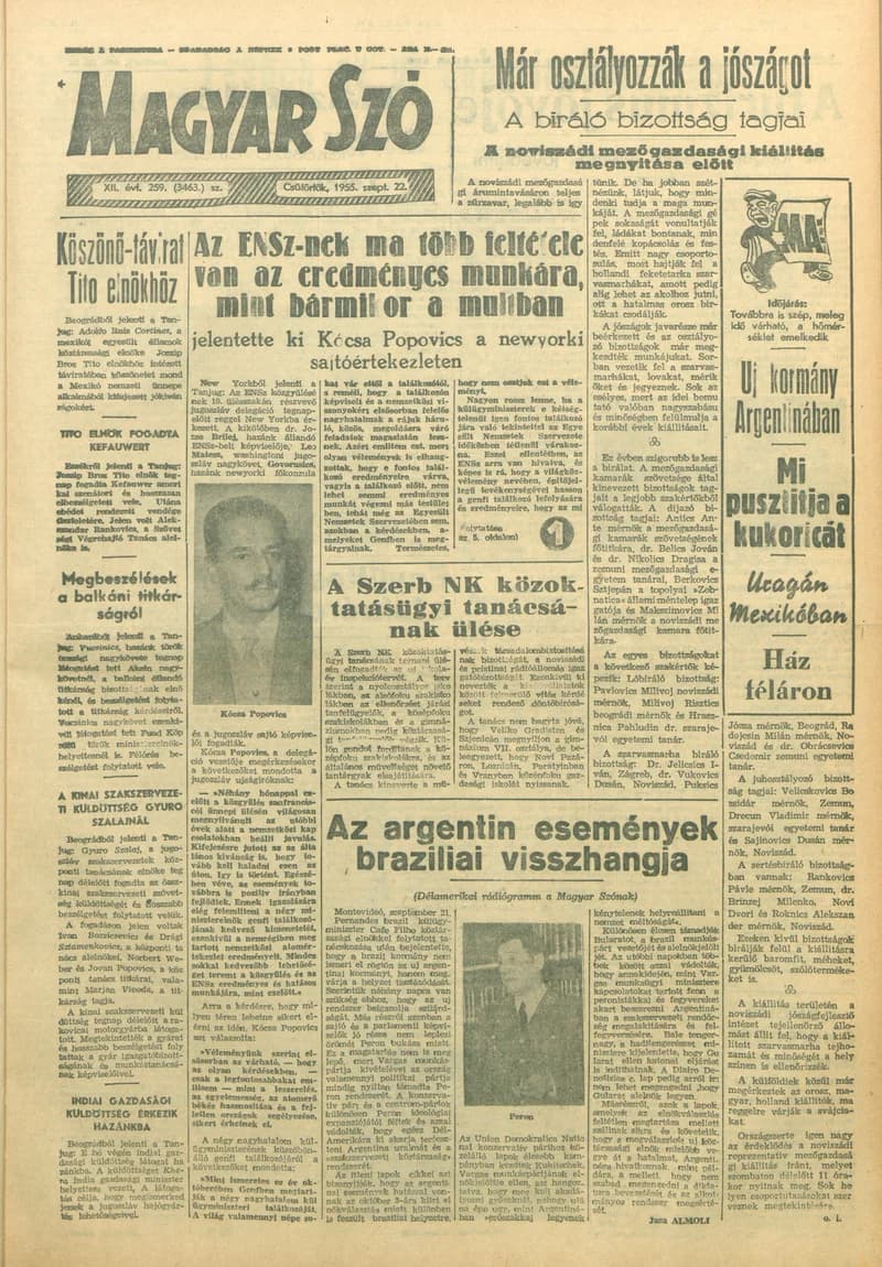 Magyar Szó, 12. évf. 1955. szeptember 22. 259. sz. 1–12. oldal