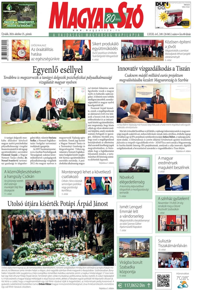 Magyar Szó, 81. évf. 2024. október 25. 249. sz. 1–16. oldal