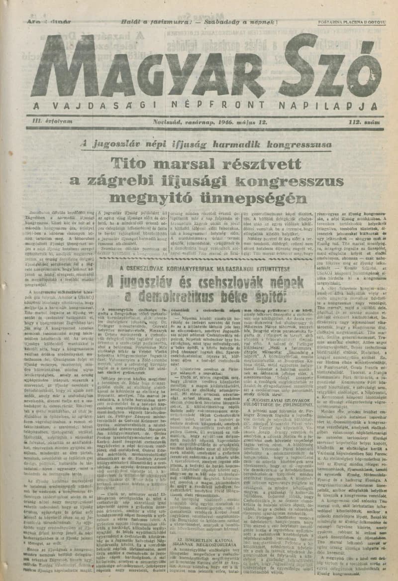 Magyar Szó, 3. évf. 1946. május 12. 112. sz. 1–8. oldal