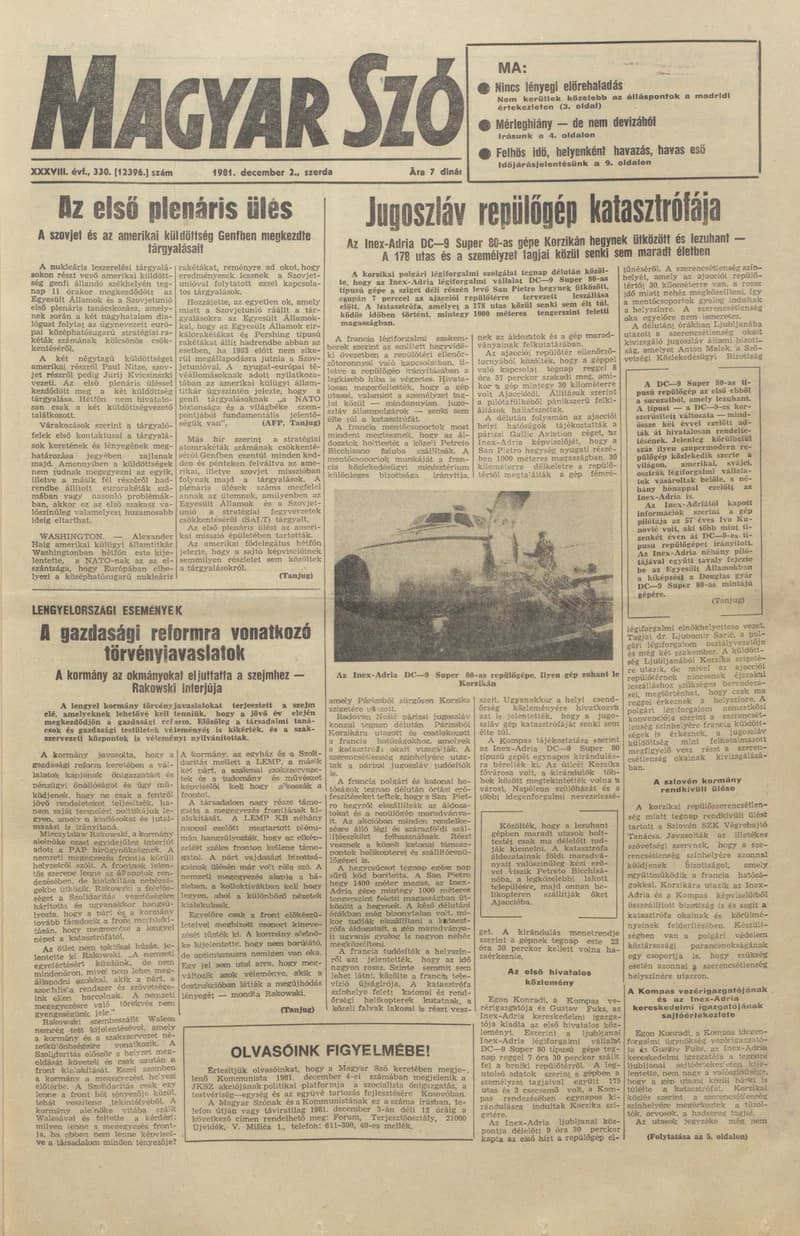 Magyar Szó, 38. évf. 1981. december 2. 330. sz.