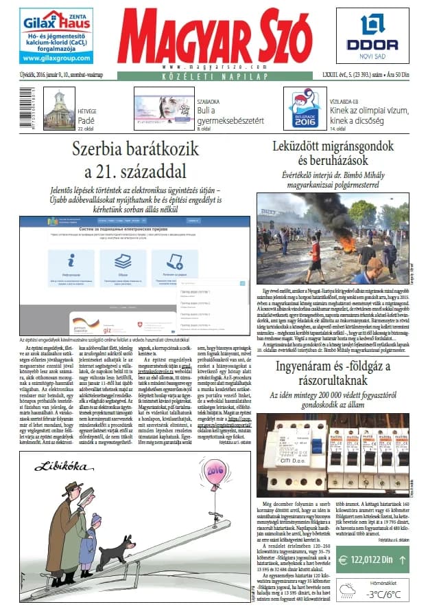 Magyar Szó, 73. évf. 2016. január 9. – 10. 5. sz. 1–44. oldal