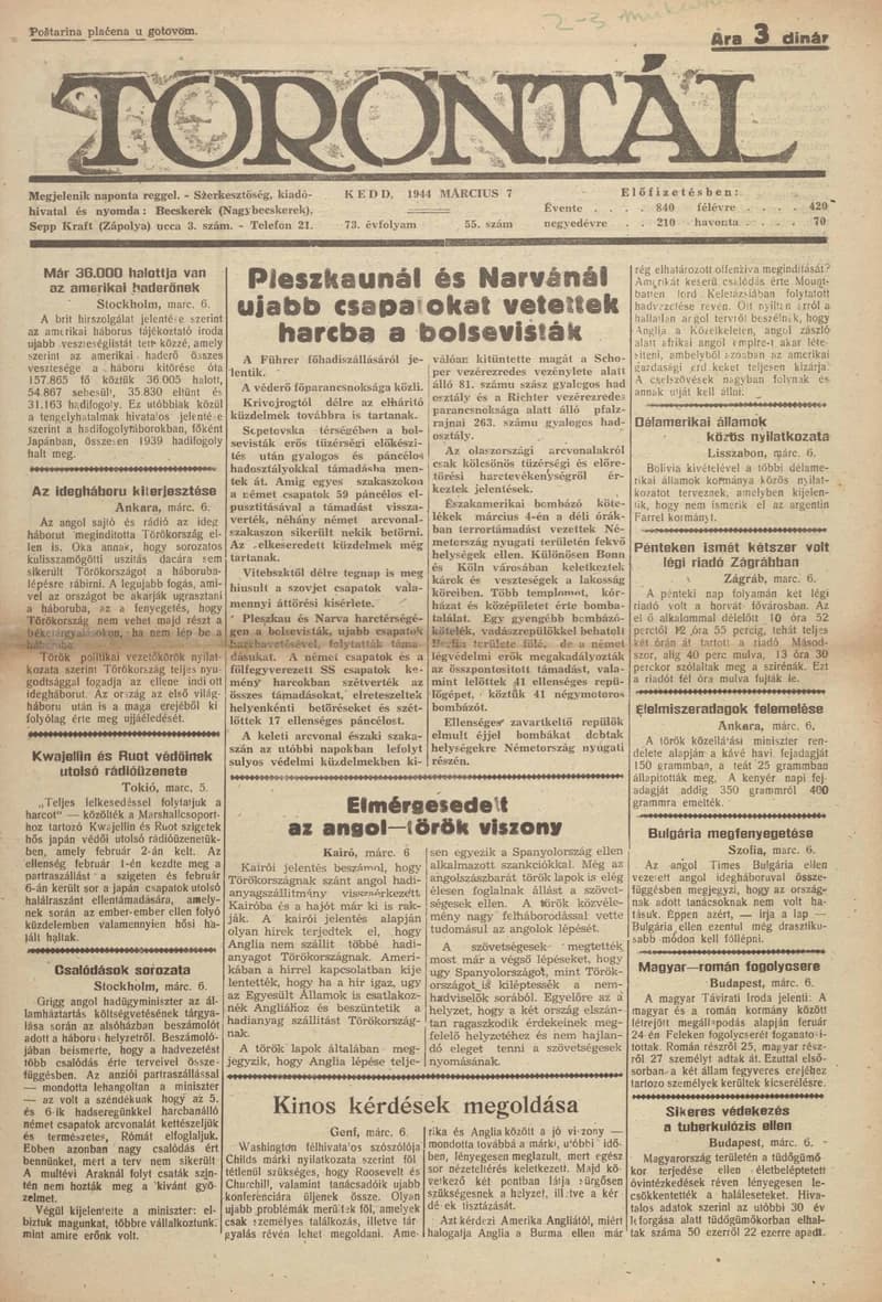 Torontál, 73. évf. 1944. március 7. 55. sz.
