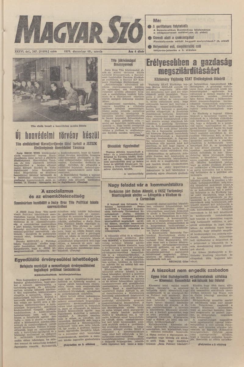 Magyar Szó, 36. évf. 1979. december 19. 347. sz. 1–20. oldal