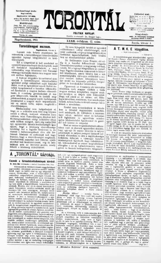 Torontál, 32. évf. 1903. február 4. 27. sz.