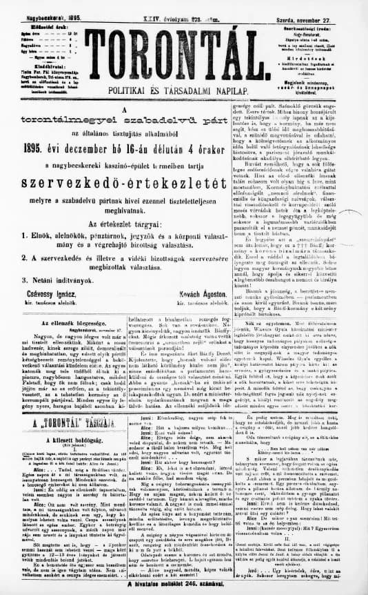 Torontál, 24. évf. 1895. november 27. 273. sz.