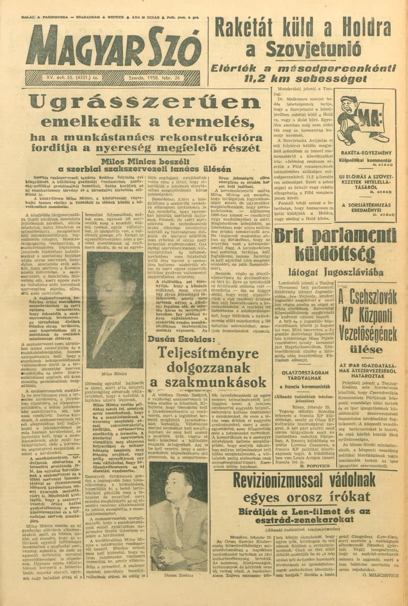 Magyar Szó, 15. évf. 1958. február 26. 55. sz. 1–10. oldal