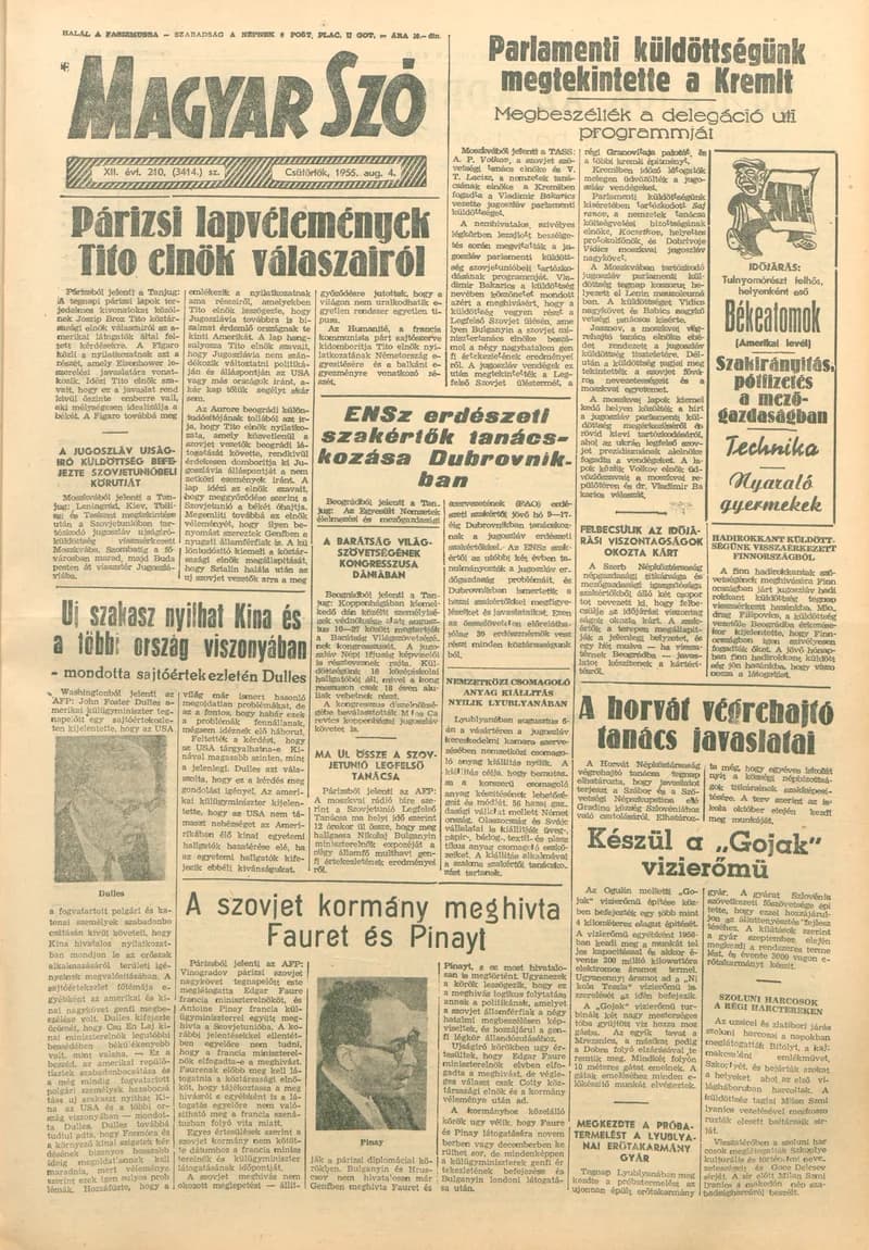Magyar Szó, 12. évf. 1955. augusztus 4. 210. sz. 1–12. oldal