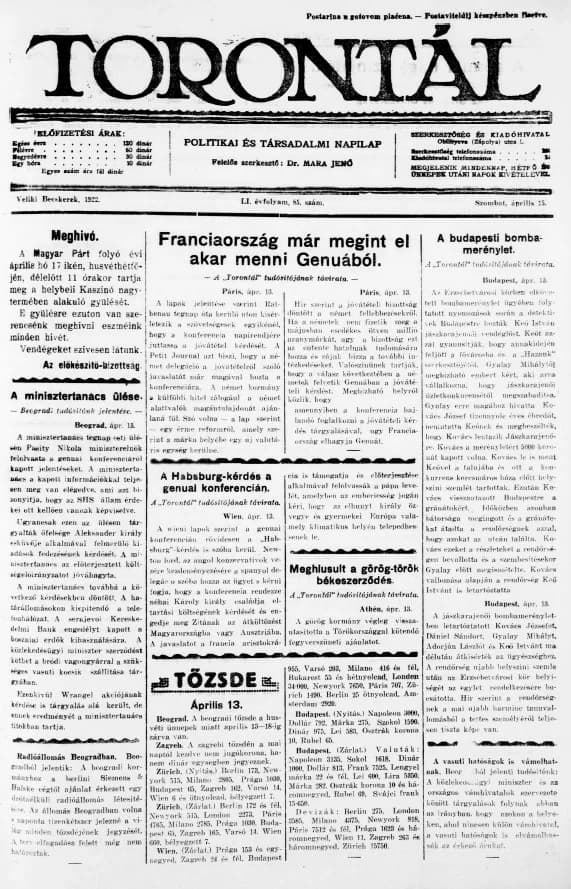 Torontál, 51. évf. 1922. április 15. 85. sz.