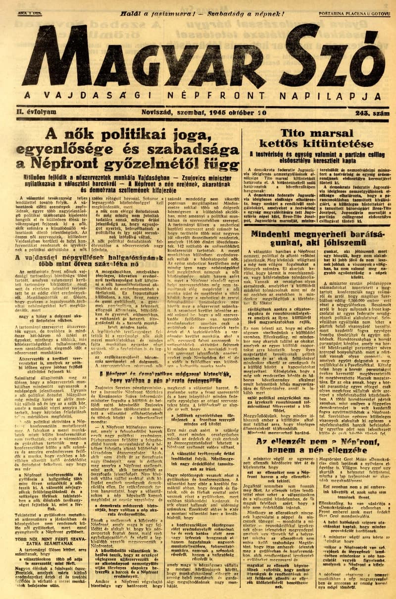 Magyar Szó, 2. évf. 1945. október 20. 243. sz. 1–4. oldal