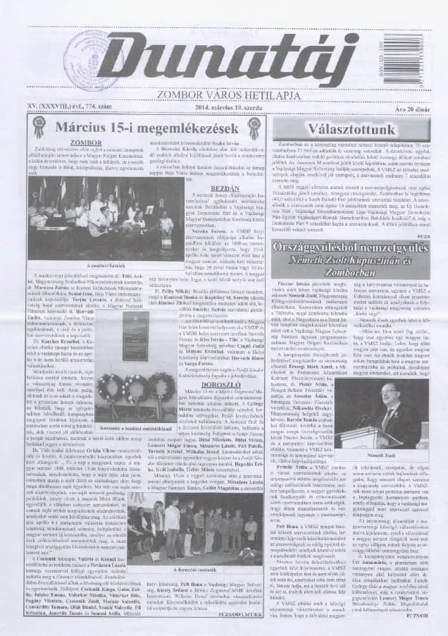 Dunatáj, 16. évf. 2014. március 19. 774. sz.