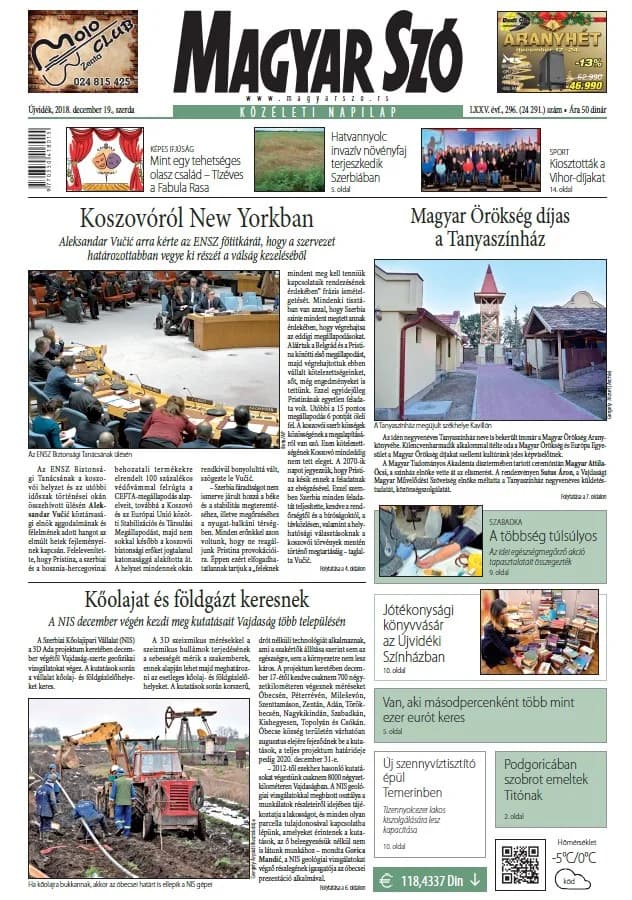 Magyar Szó, 75. évf. 2018. december 19. 296. sz. 1–16. oldal