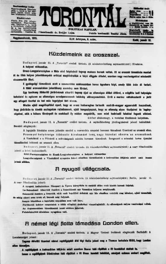 Torontál, 44. évf. 1915. január 12. 8. sz.