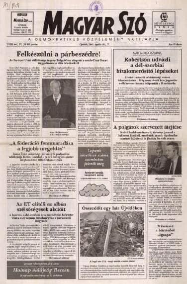 Magyar Szó, 58. évf. 2001. április 26. – 27. 97. sz. 1–16. oldal